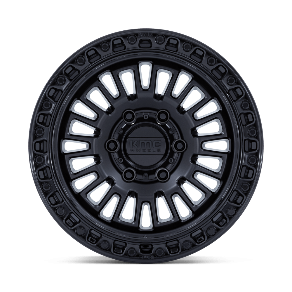 KMC - AZTEC MATTE BLACK W/ GLASS BLACK LIP 17X8.5 6X139.7 ET 0