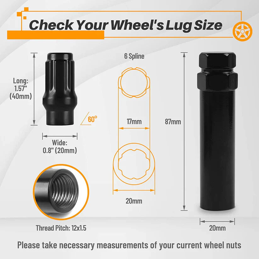 Kit tuercas de seguridad M12x1.5 Hilo Extendido