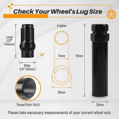 Kit tuercas de seguridad M12x1.5 Hilo Extendido