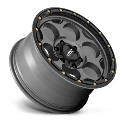 KMC - DIRTY HARRY SATIN GRAY W/BLACK LIP 17X8.5 6X139.7 ET 0