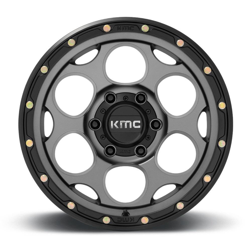 KMC - DIRTY HARRY SATIN GRAY W/BLACK LIP 17X8.5 6X139.7 ET 0