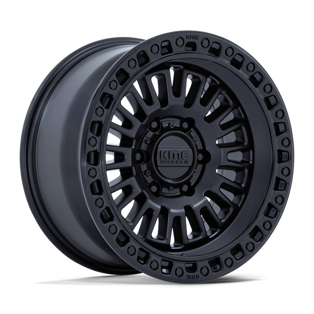 KMC - AZTEC MATTE BLACK W/ GLASS BLACK LIP 17X8.5 6X139.7 ET 0