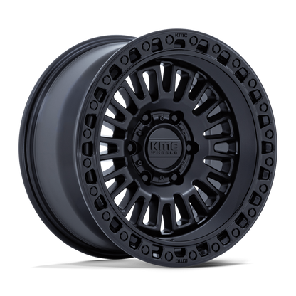 KMC - AZTEC MATTE BLACK W/ GLASS BLACK LIP 17X8.5 6X139.7 ET 0