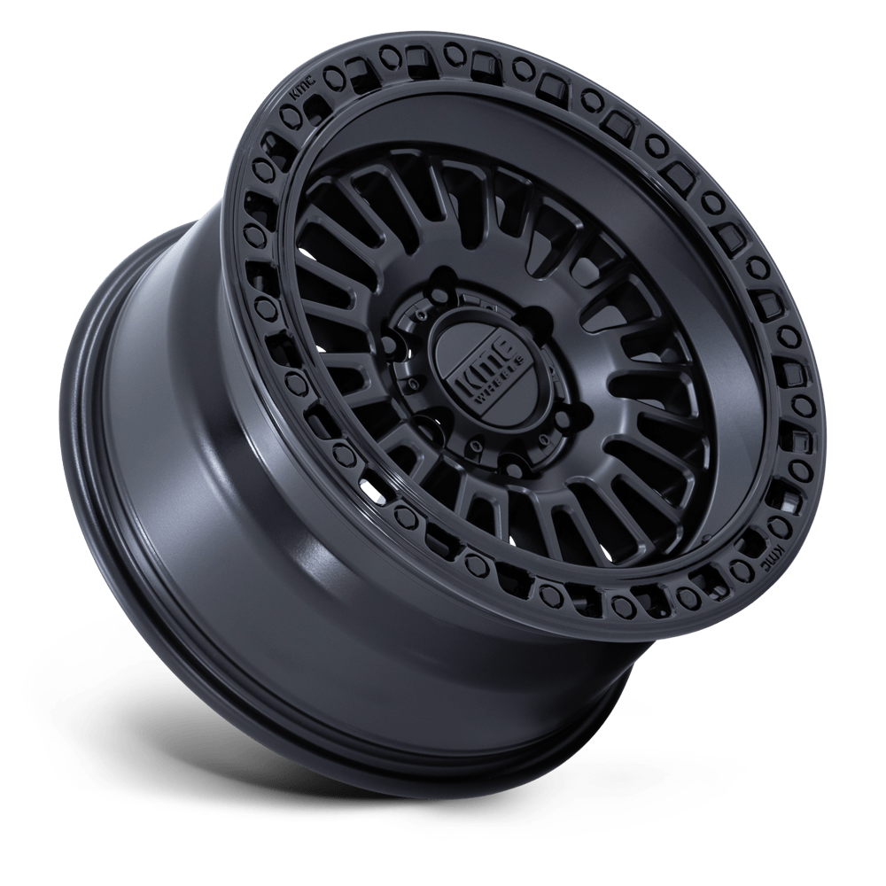 KMC - AZTEC MATTE BLACK W/ GLASS BLACK LIP 17X8.5 6X139.7 ET 0