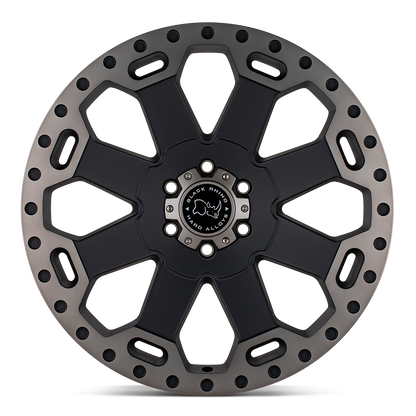 BLACK RHINO WARLORD  MATTE BLACK W/MACHIN 17x9.0 6X139.7